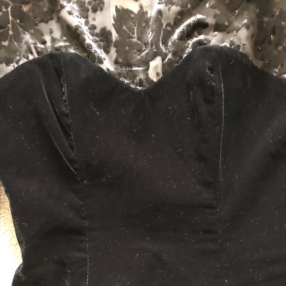 Vintage 80's corset boning velvet sheer sleeves dress sweetheart neck Sz 6 (S) - Picture 11 of 11